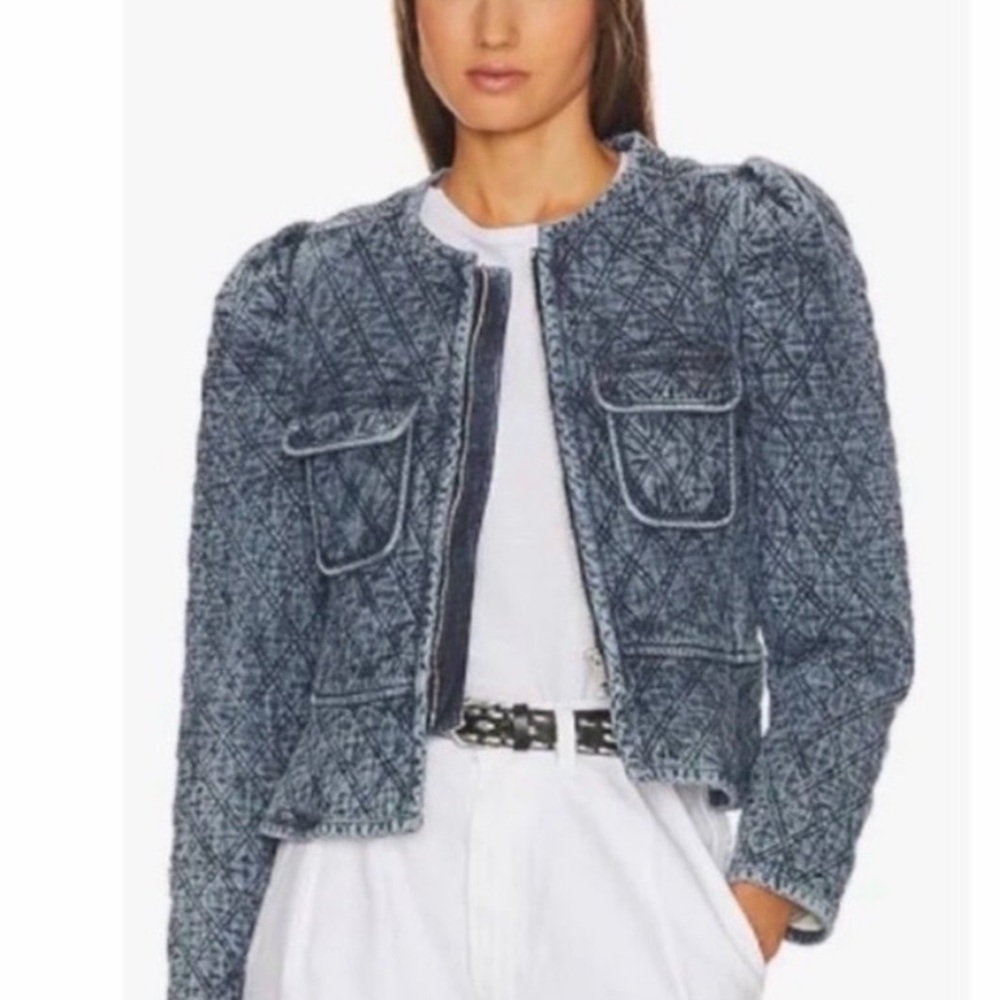 Isabel Marant Blue Quilted Zip-Front Jacket
